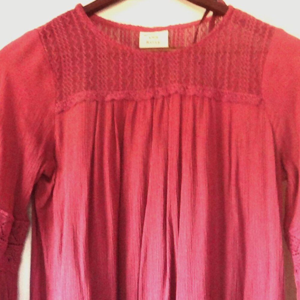Knox Rose Burgundy Long Sleeve Blouse- Size XS